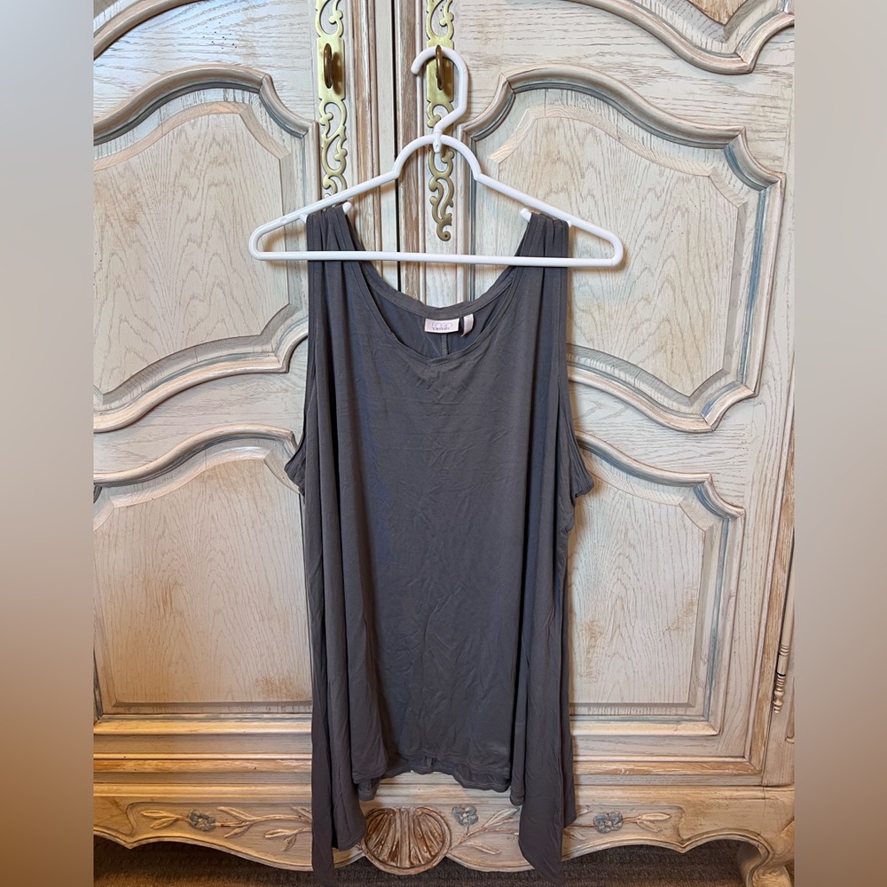 LOGO Lori Goldstein womens 3X Grey tank with asymmetrical sides